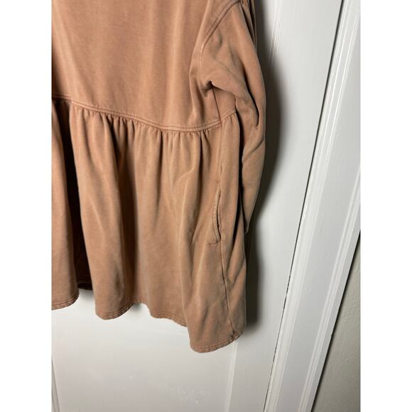 American Eagle Women's Light Brown Babydoll Mini Sweatshirt Dress Size XL - Picture 3 of 7